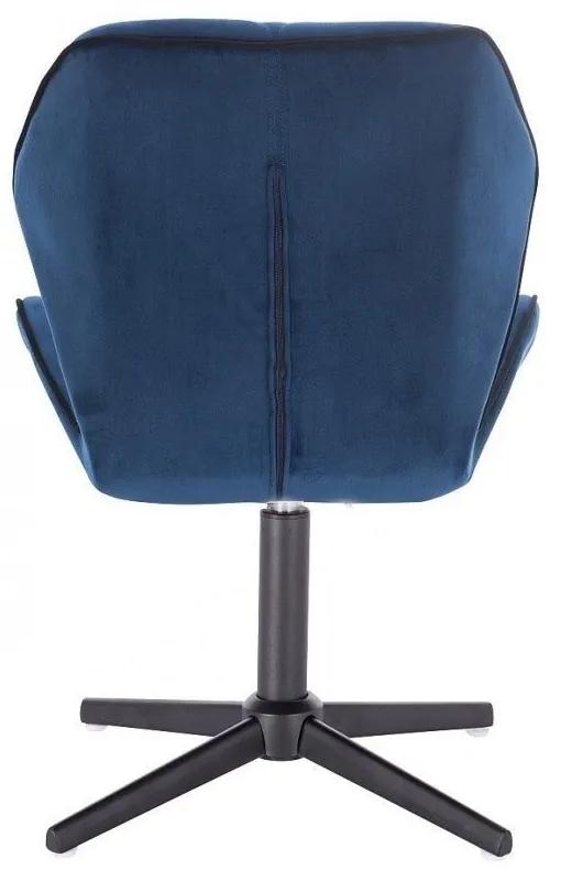 LuxuryForm Stolička MILANO MAX VELUR na čiernom kríži - modrá