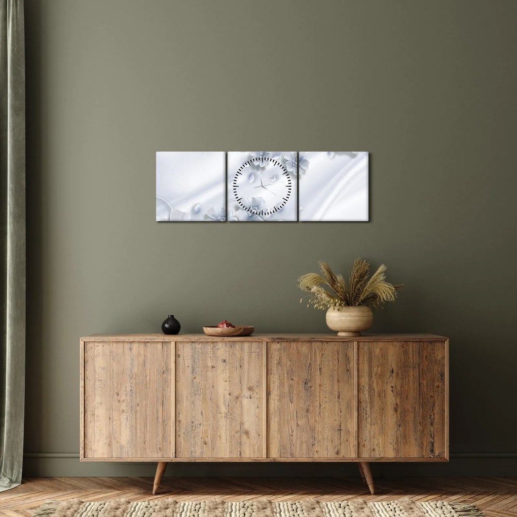 Obraz - Kvetinový dizajn (s hodinami) (90x30 cm)