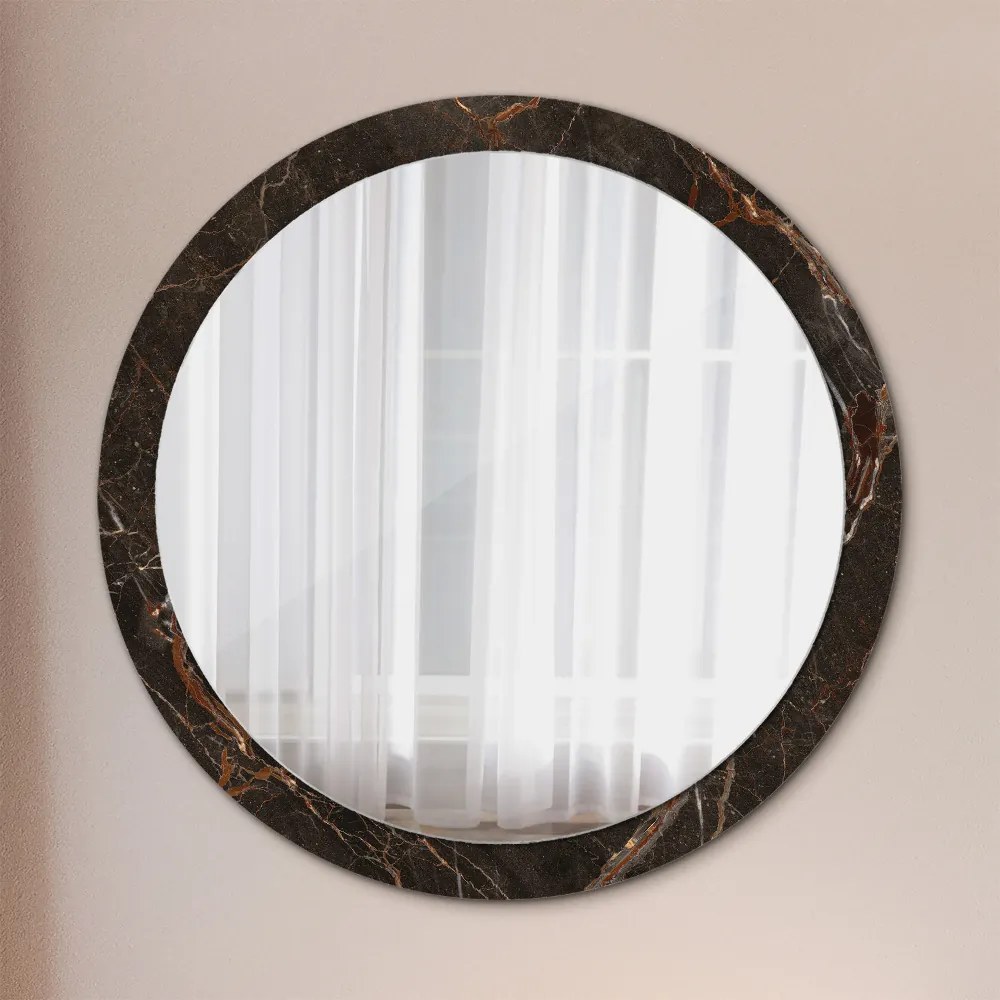 Okrúhle zrkadlo s potlačou Hnedý mramor fi 100 cm