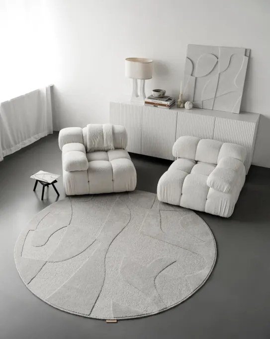 Koberec Agnella Morphic Botanica svetlosivý kruh