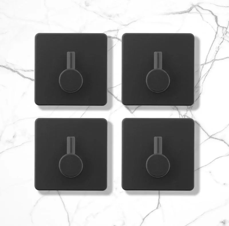 Erga Pad, samolepiaci háčik na uteráky 4,5x4,5 cm (4ks), čierna matná, ERG-YKA-CH.PAD-4-BLK