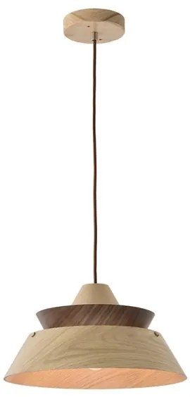 Drevený luster na lanku 1xE27/60W/230V pr. 33 cm masív/dub/orech/kaučukovník