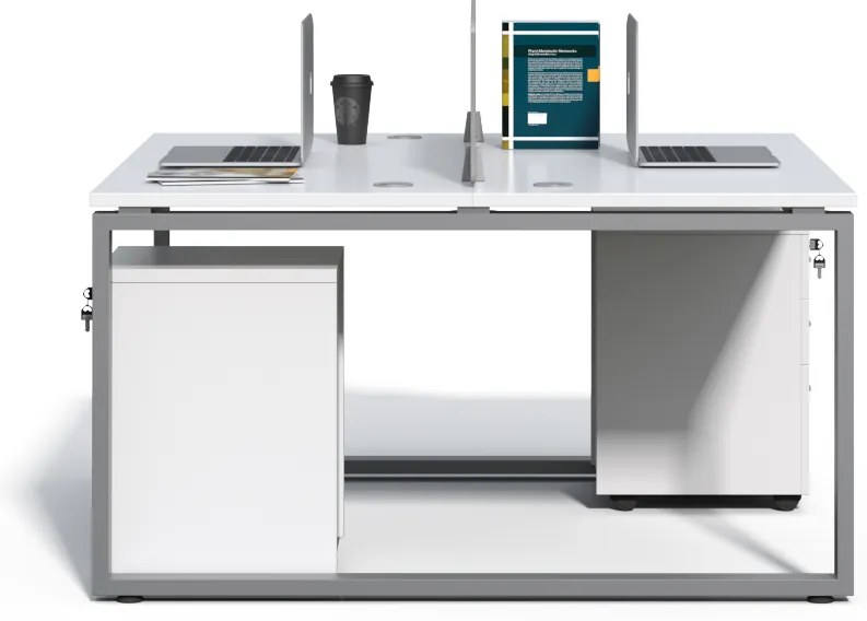 Kancelárska zostava 2 osoby Houseland Prime Max 01 140 cm biela