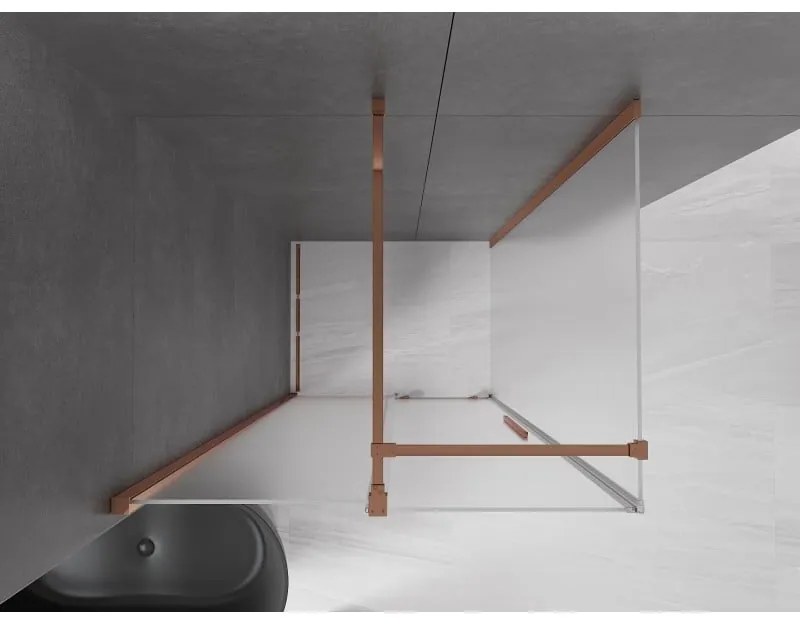 Mexen Velar, sprchový kút s posuvnými dverami 100 x 90 cm, 8mm sklo námraza, ružové zlato, 871-100-090-31-55