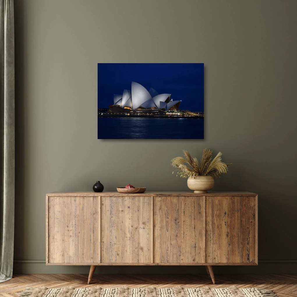 Sklenený obraz nočného Sydney (70x50 cm)