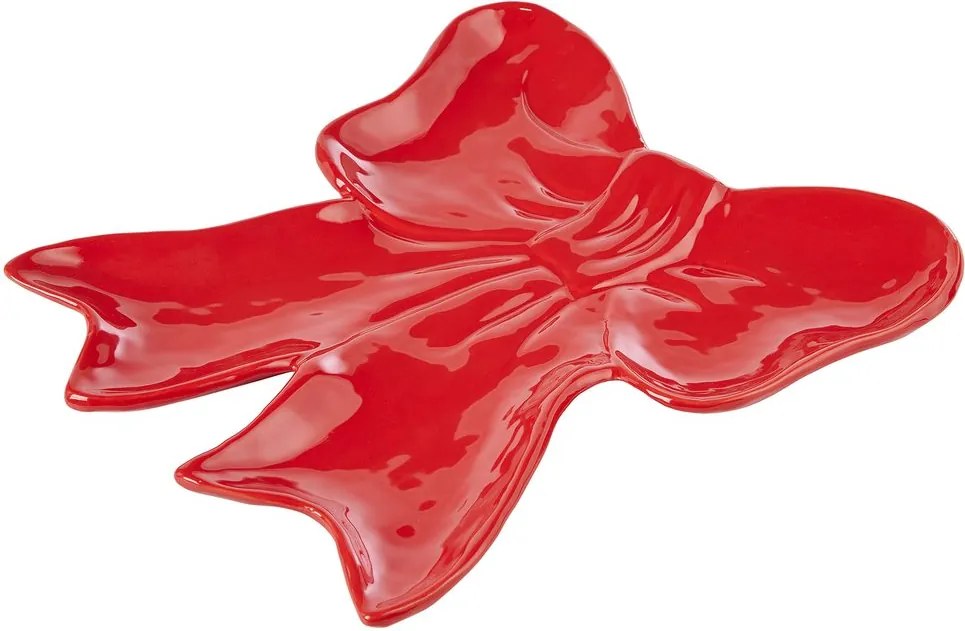 PRESENT Dekoračný tanier mašľa 30 cm - červená