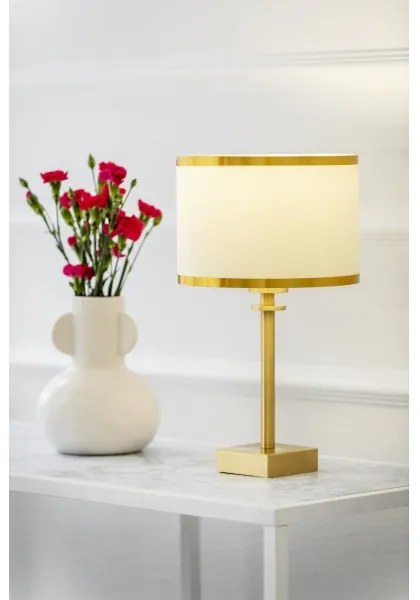 Argon 8047 - Stolná lampa ABBANO 1xE27/15W/230V mosadz/biela