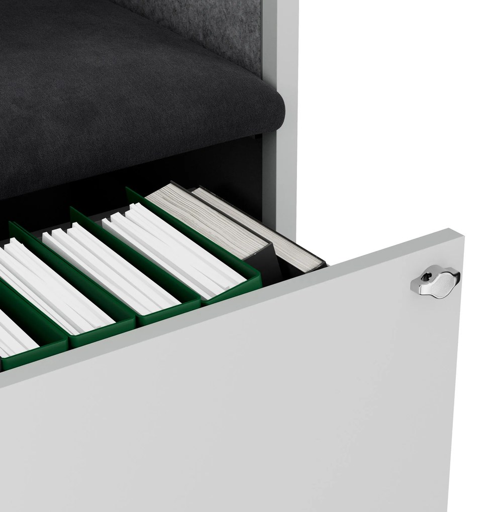 Akustická kabína SALLY MentalBox 1150 mm – sivý korpus, tmavosivé sedadlo