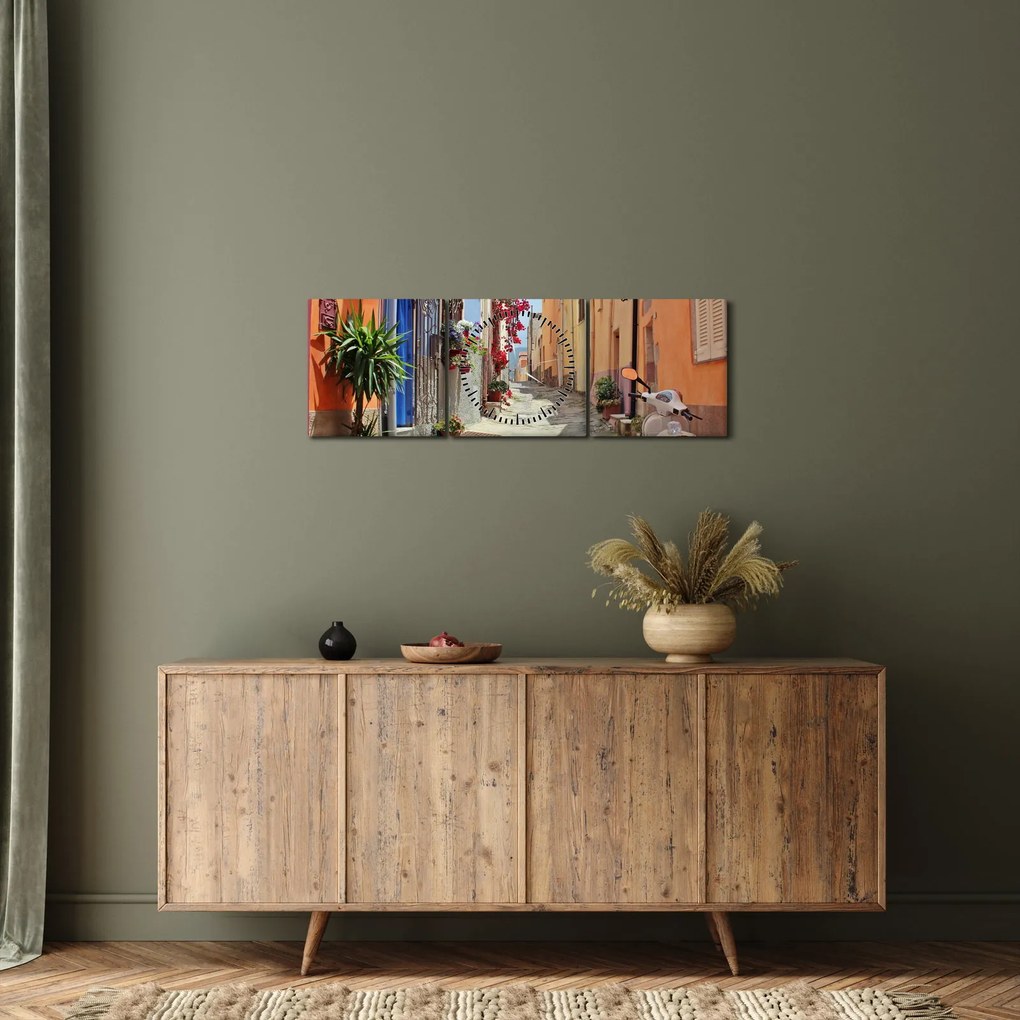 Obraz ulice na Sardínii (s hodinami) (90x30 cm)