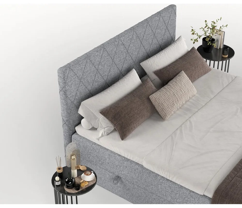 Sivá boxspring posteľ s úložným priestorom 180x200 cm Gwen – Maison de Rêve