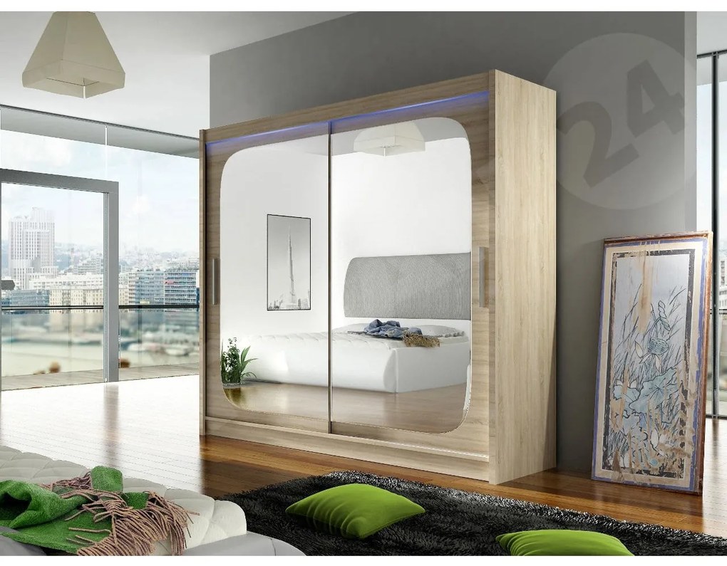 Skriňa London VIII, Farby: kašmír, Osvetlenie: osvetlenie LED RGB - farebné