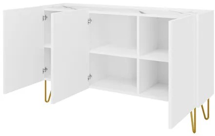 Skrinka Animere White AK144, Farby:: biela / biela + mramor bianco