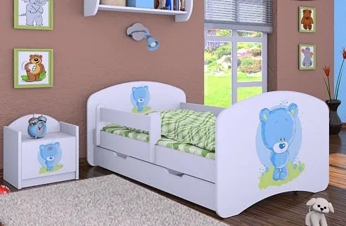 MAXMAX Detská posteľ so zásuvkou 180x90cm MODRÝ MEDVEDÍK
