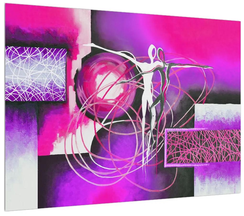Abstraktný obraz fialových tanečníkov (70x50 cm)