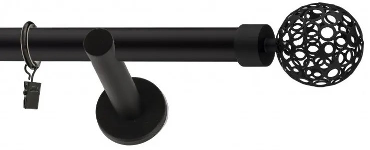 Dekorstudio Garniža jednoradová Guľa AZUR čierna matná 19mm Dĺžka: 440cm, Typ uchytenia: Držiak modern, Typ príslušenstva: Bez príslušenstva