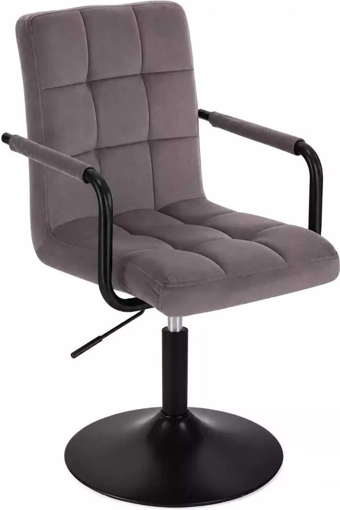 LuxuryForm DESIGN Otočná stolička VERONA BLACK VELUR na čiernom tanieri - tmavosivá