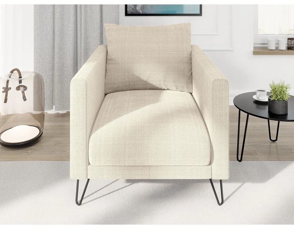 Krémové ženilkové kreslo Freya – Ropez