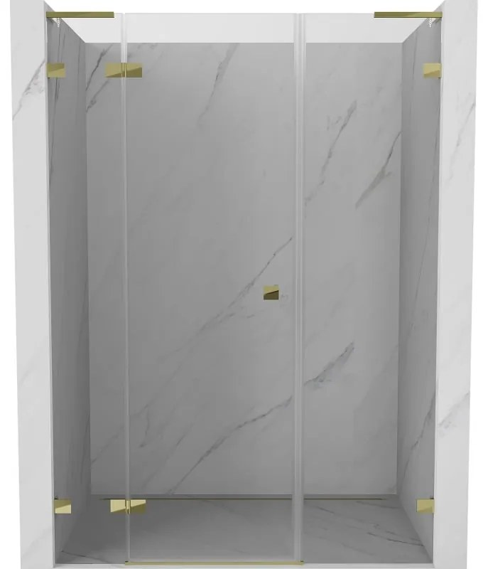 Mexen Lunar L, ľavé otočné sprchové dvere 155 cm, číre sklo, zlatý profil, 834SL-155-050-50-00-L