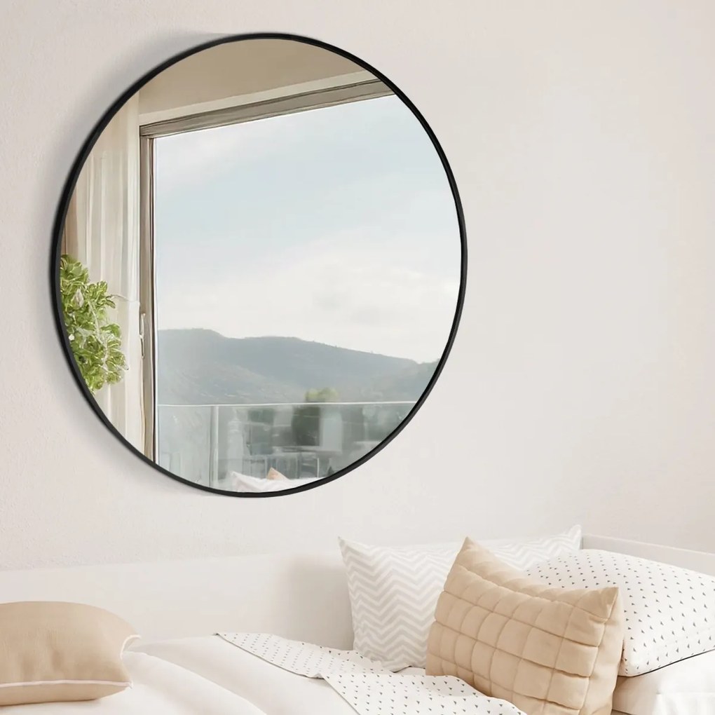 Nástenné zrkadlo Elsie XL 323831 - 80x80 cm - Čierna