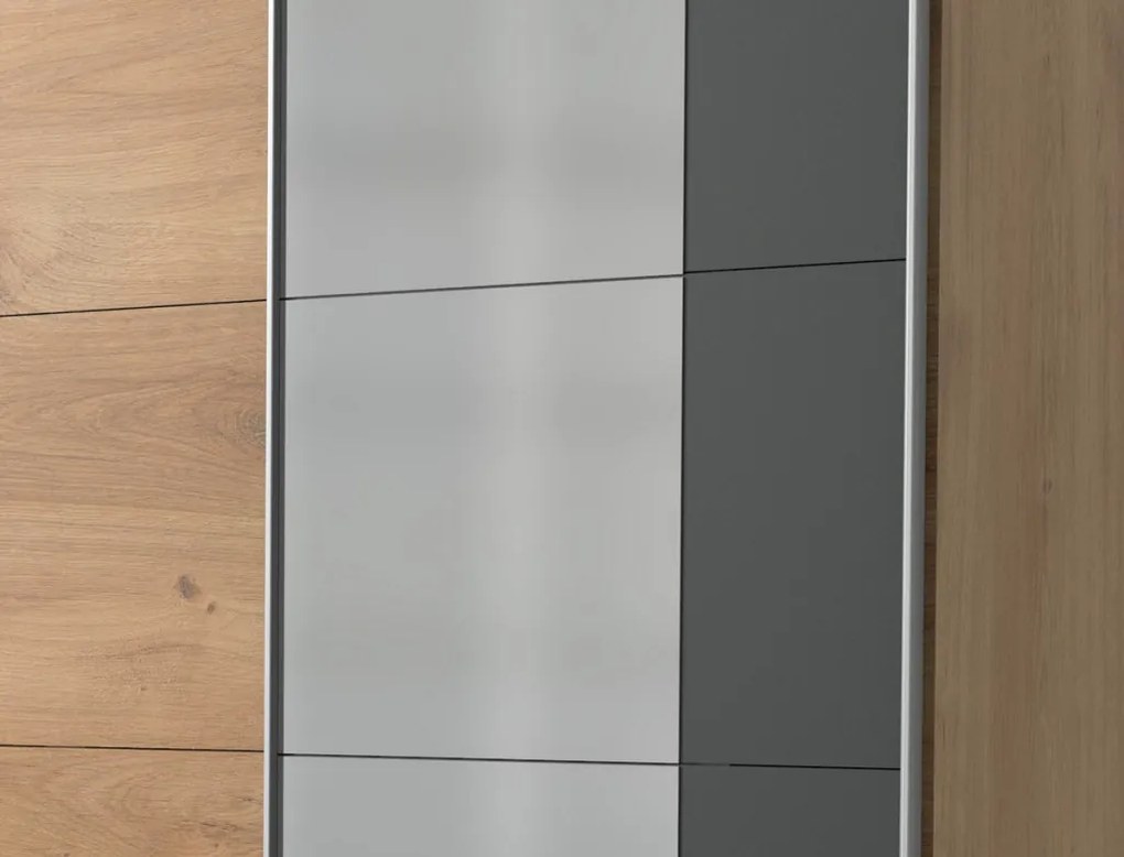 Šatníková skriňa so zrkadlom Emden, 135 cm, doskový dub/grafit