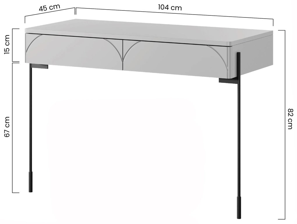 Toaletný stolík Sonatia 100 cm s dvoma zásuvkami - kašmír