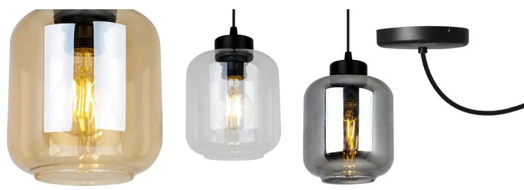 Závesné svietidlo NOVALJA SPIDER, 1x grafitové sklenené tienidlo