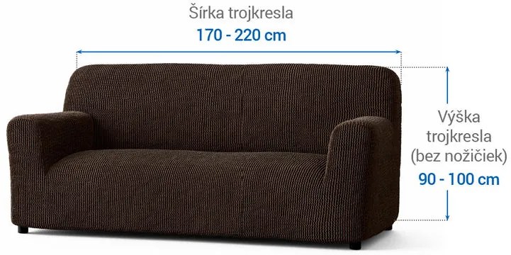 Bielastické poťahy COSTINA tabaková trojkreslo (š. 170 - 220 cm)