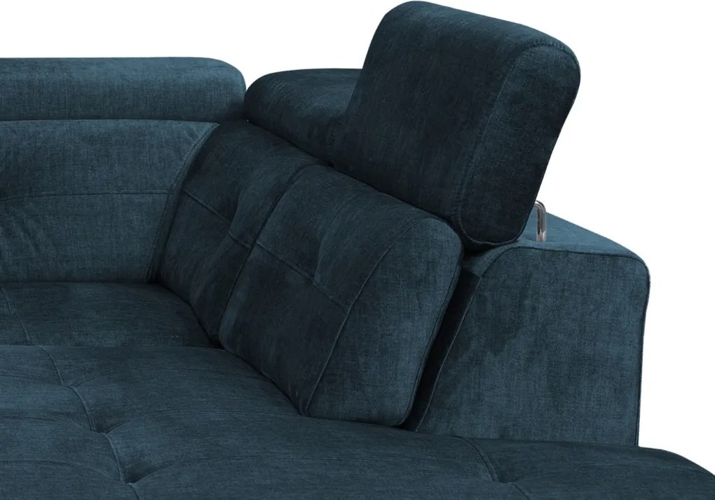Rohová sedacia súprava Sergio, námornícka modrá látka, pravý roh