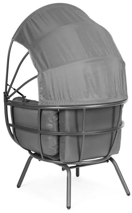 ZÁHRADNÉ KRESLO SO SKLADACOU STRIEŠKOU BAZIL ŠEDÉ