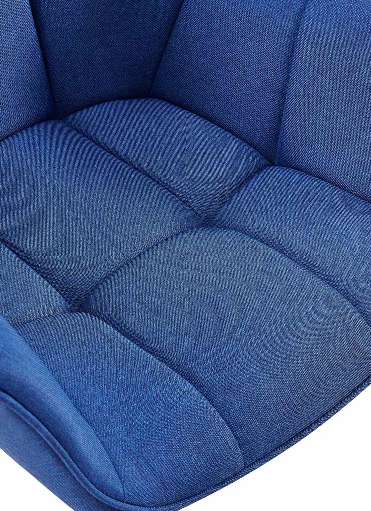 Stolička s podrúčkami Roseville - látka, nohy čierny kov - Modrá