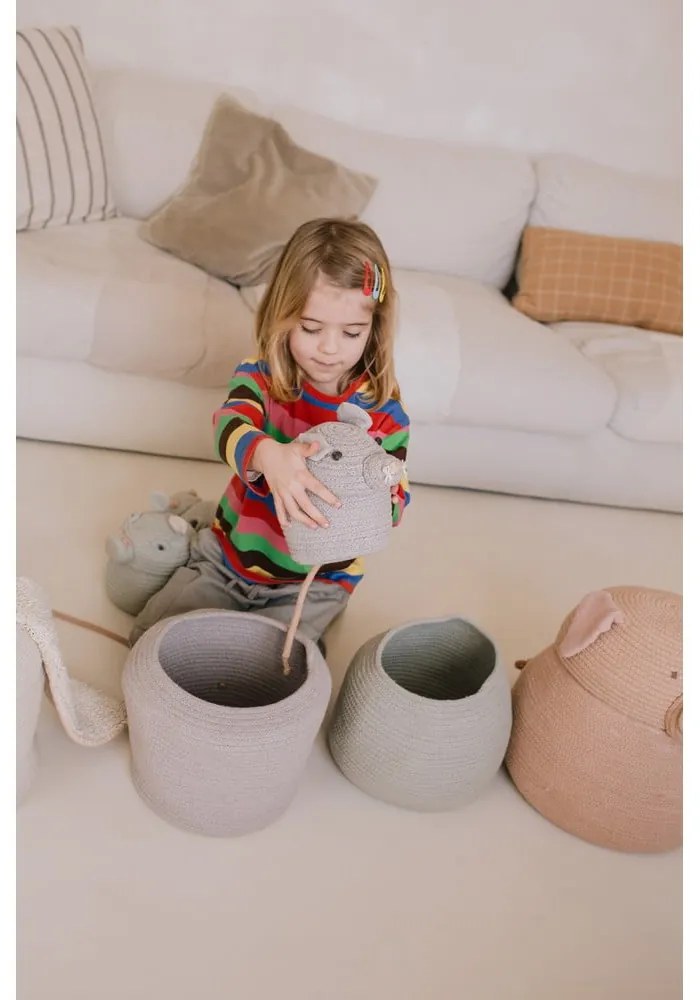 Sivý látkový detský kôš na hračky ø 15x15 cm Mini Renata the Rat – Lorena Canals
