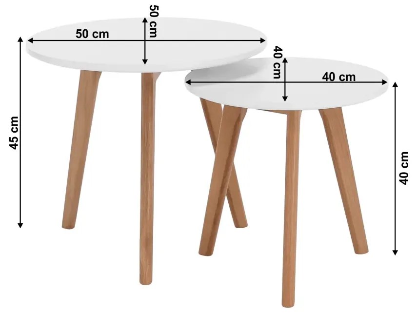 Sada 2 konferenčných stolíkov, biela/buk, MALTO NEW