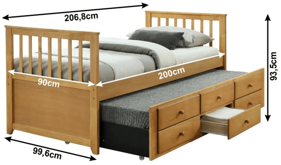 Jednolôžková posteľ 90 cm Ahlan (dub) (s roštom). Akcia -13%. Vlastná spoľahlivá doprava až k Vám domov. 1002458