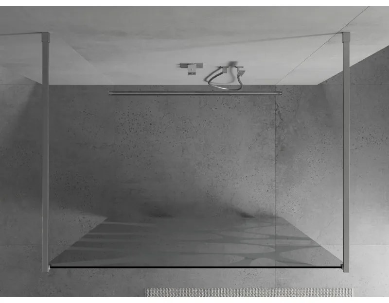 Mexen Kioto, priechodná sprchová zástena 120 x 200 cm, 8mm sklo číre/biely vzor, 2x chrómová stabilizačná rozpera, 800-120-002-01-97