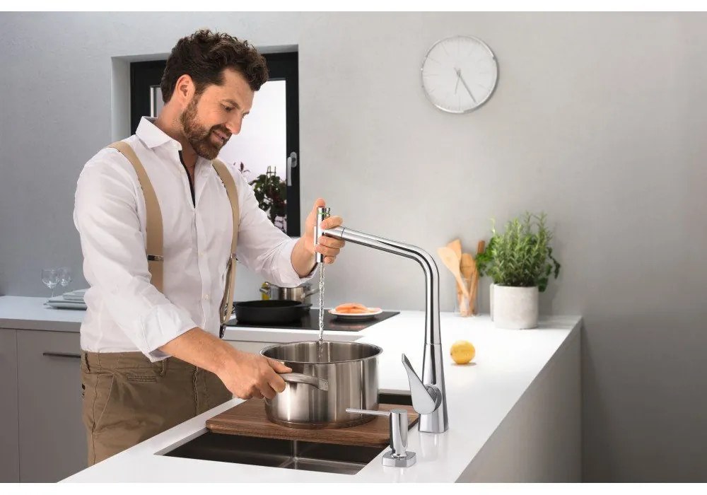 HANSGROHE Metris Select M71 páková drezová batéria s vyťažiteľnou sprškou s prepínaním, 2jet, výška výtoku 333 mm, chróm, 73820000