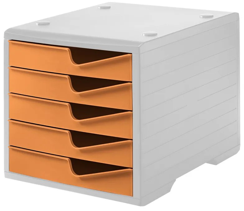 Triediaci box, 5 zásuviek, sivá/oranžová
