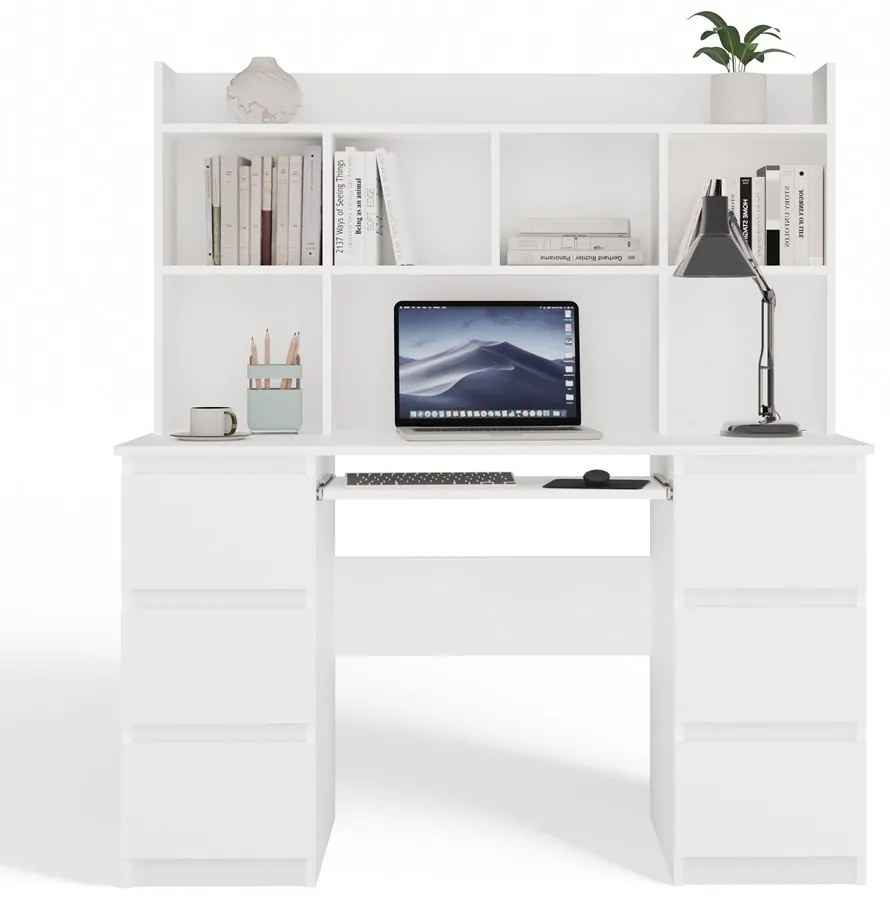 Písací stôl s nadstavcom KUBA 130 cm biely