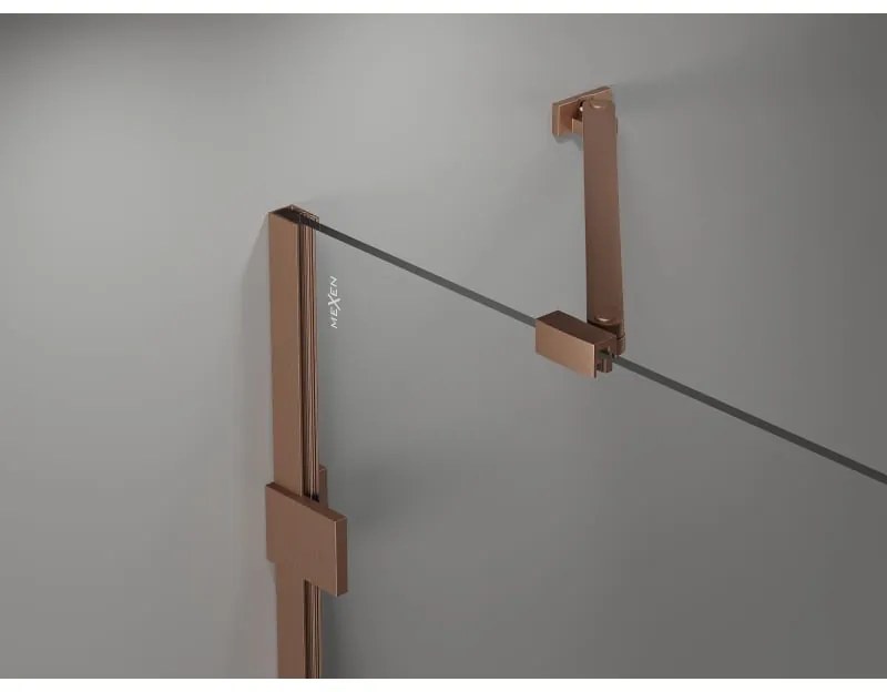 Mexen Lunar Duo, výklopný sprchový kút 95 x 95 cm, 8mm číre sklo, profil medená matná, 834-095L-095P-65-00