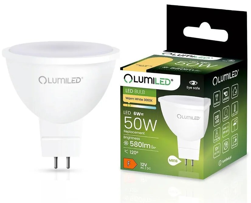 Žiarovka LED MR16 12V 6W 580LM 120ST. CB