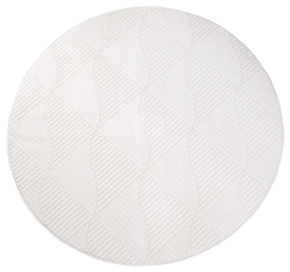 Dekorstudio Okrúhly jednofarebný koberec FANCY 904 -  smotanovo biely Priemer koberca: 120cm