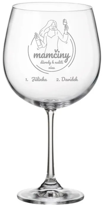 Dekorant Pohárik na víno pre mamičky MAMČINY DÔVODY NA NALIATIE