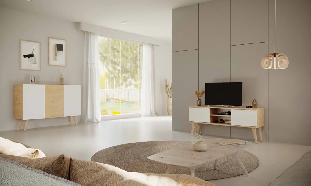TV stolík TORONTO 160 cm dub artisan/biely