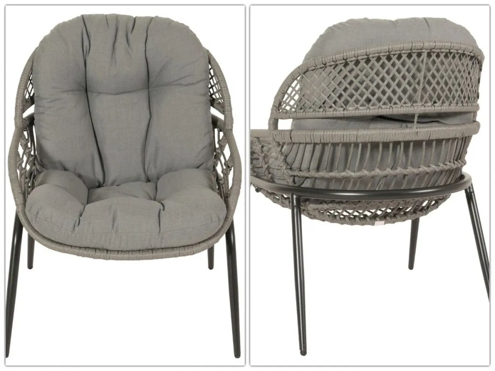 Súprava 2 kresielok a stolíka HWC-N33 - sivá, čalúnenie tmavosivá