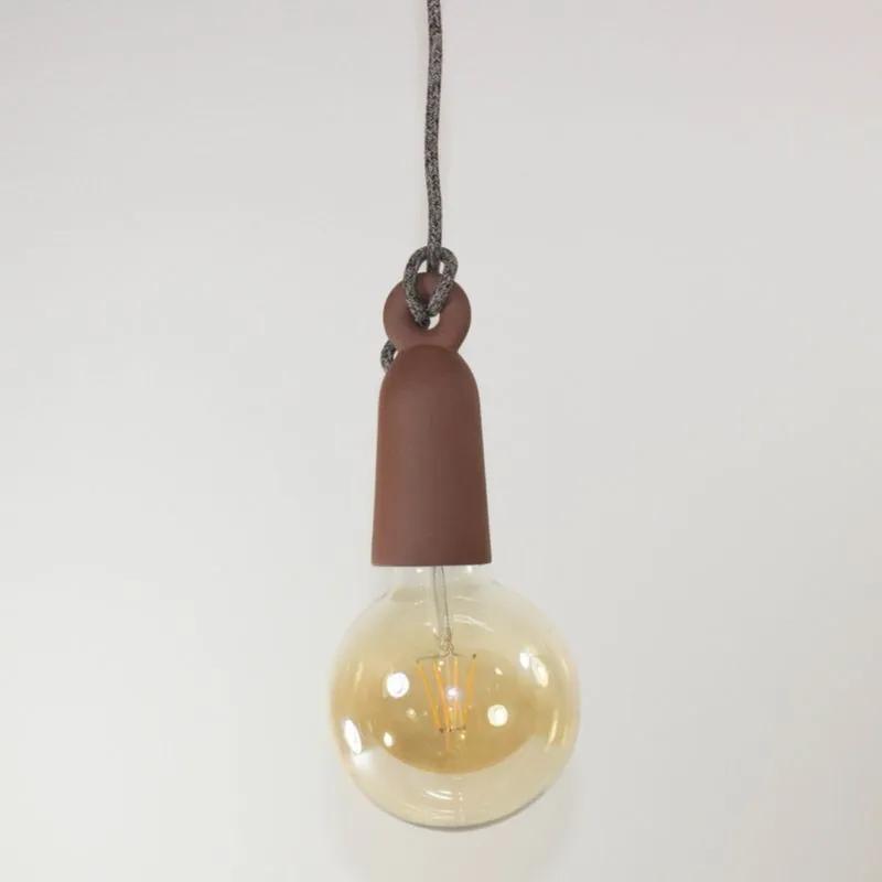 Dizajnová hnedá tehlová keramická lampa conus loop 60cm