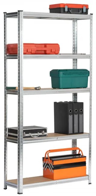 Set 2 kovových regálov 90x30x180 cm strieborný