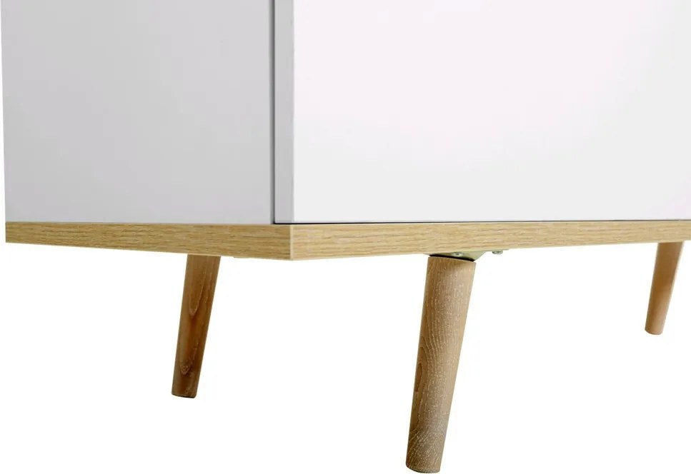 Vysoká vitrína Göteborg, biela / dub sonoma