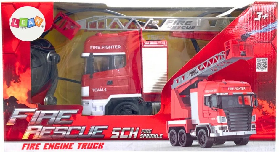 LEAN Toys Hasičské auto s výložníkom Diaľkové ovládanie RC Striekacie svetlá