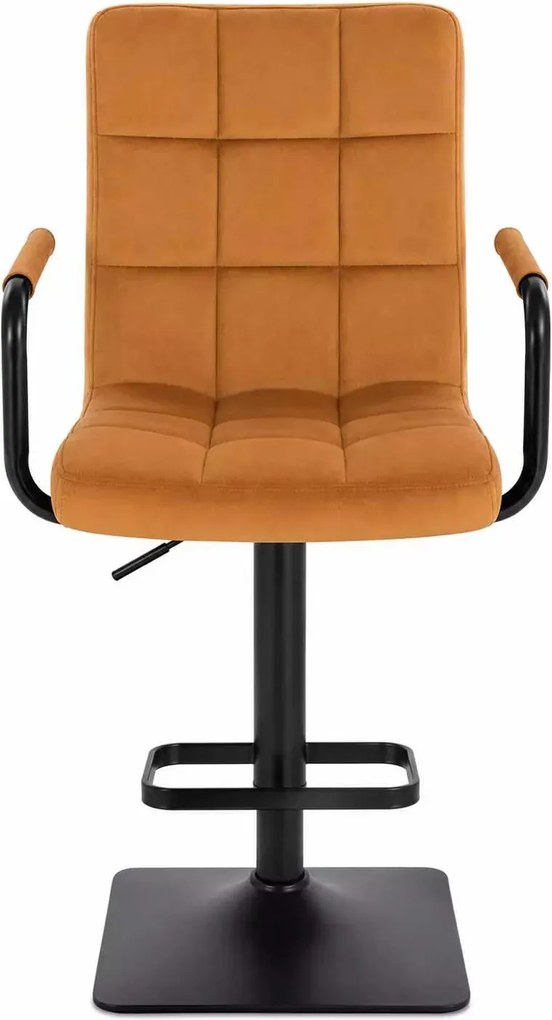 LuxuryForm DESIGN Barová stolička VERONA BLACK VELUR na čiernej hranatej podstave - medová