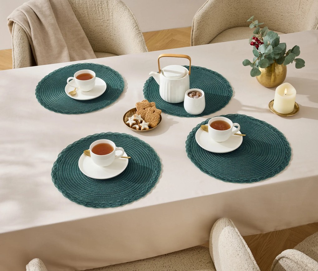 Okrúhle prestierania, 4 ks, zelené