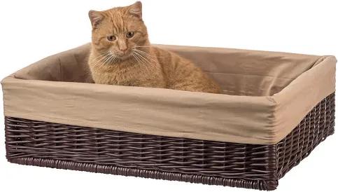 ČistéDřevo Proutěný pelíšek pro kočku s poduškou